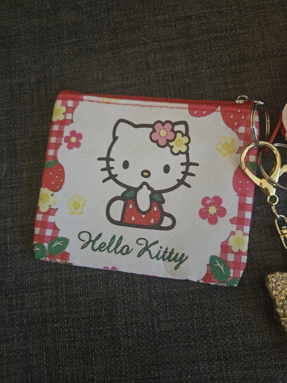 Hello Kitty Kids Pink White Coin Purses with Sparkle Keychain Bagcharm